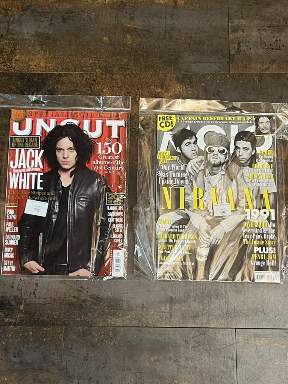 Vintage Rock Magazines: Uncut Magazine (Jack White 2009) and Mojo (Nirvana 2011)